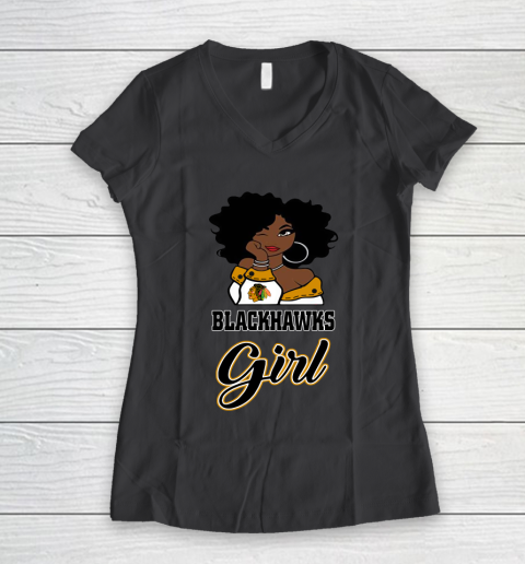 Chicago Blackhawks Girl NHL Women's V-Neck T-Shirt 8