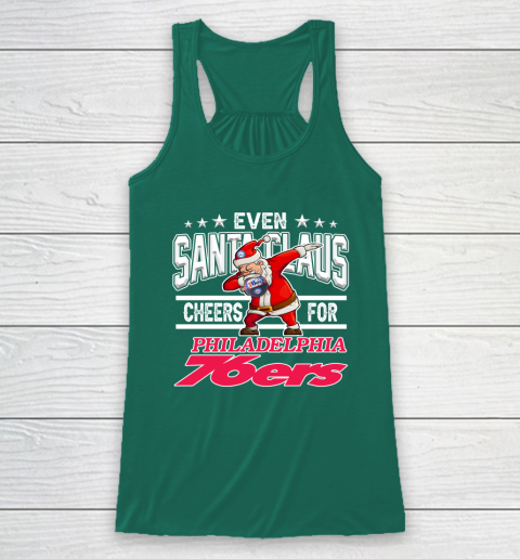 Philadelphia 76ers Even Santa Claus Cheers For Christmas NBA Racerback Tank 5