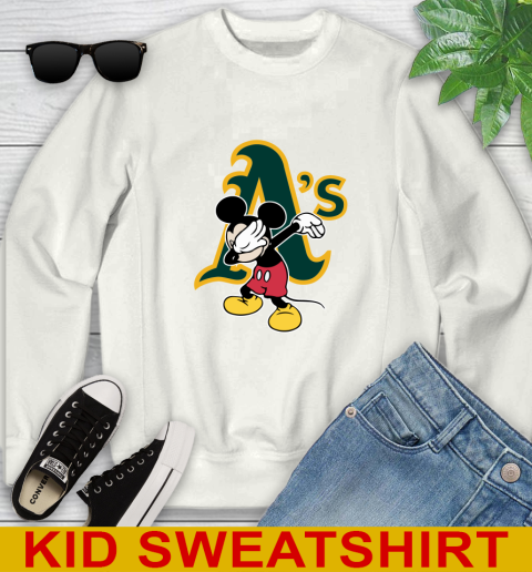 Oakland Athletics MLB Baseball Dabbing Mickey Disney Sports Youth Sweatshirt