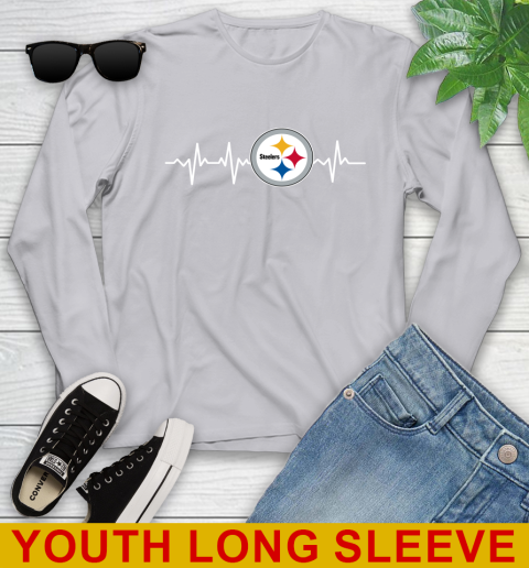 Pittsburgh Steelers NFL Football Heart Beat Shirt Youth Long Sleeve 5