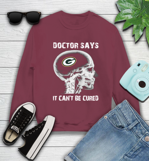 NFL Green Bay Packers Football Skull It Can't Be Cured Shirt Sweatshirt 5