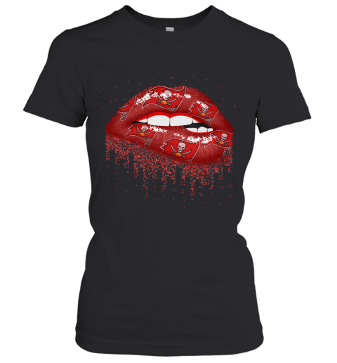 Biting Glossy Lips Sexy Tampa Bay Buccaneers NFL Football Women's T-Shirt