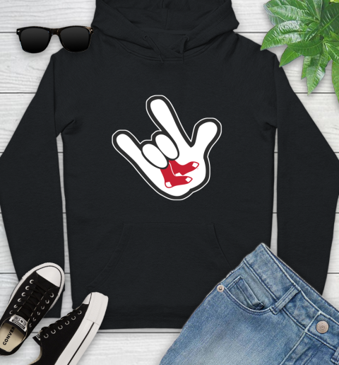 Boston Red Sox MLB Baseball Mickey Rock Hand Disney Youth Hoodie 2