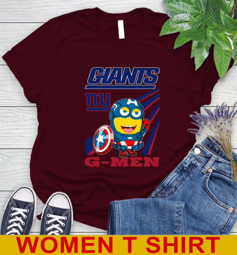 NFL Football New York Giants Captain America Marvel Avengers Minion Shirt Women's T-Shirt 6