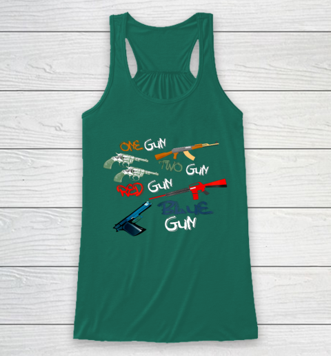 One Gun Two Gun Red Gun Blue Gun Funny Racerback Tank 5