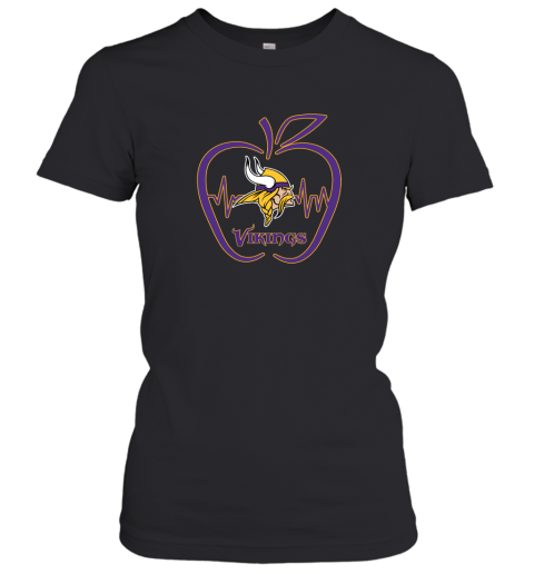 Apple Heartbeat Teacher Symbol Minnesota Vikings Women's T-Shirt