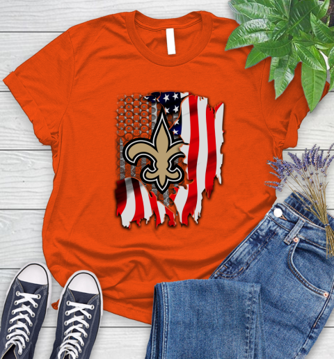 New Orleans Saints NFL Football American Flag Women's T-Shirt 3