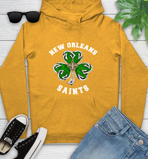 NFL New Orleans Saints Three Leaf Clover St Patrick's Day Football Sports Youth Hoodie 2