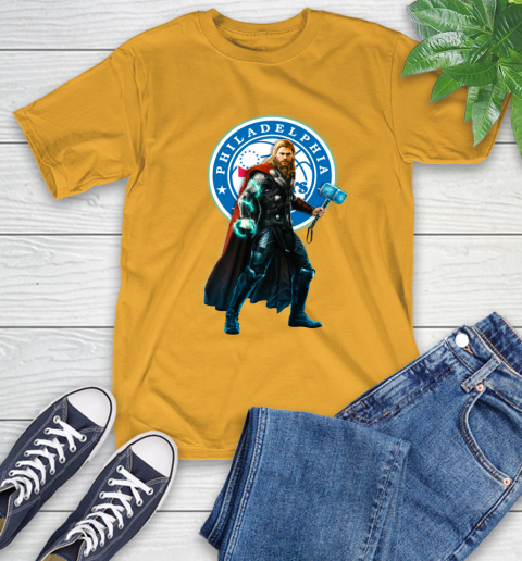NBA Thor Avengers Endgame Basketball Philadelphia 76ers T-Shirt 3