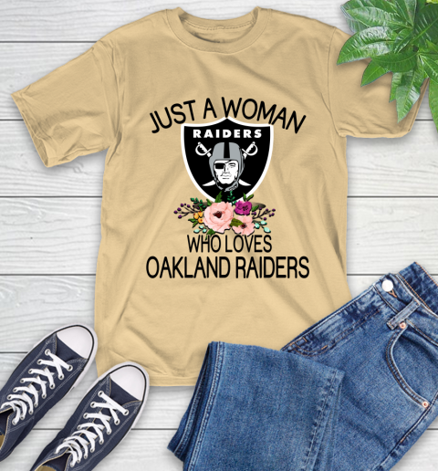 NFL Just A Woman Who Loves Oakland Raiders Football Sports T-Shirt 6