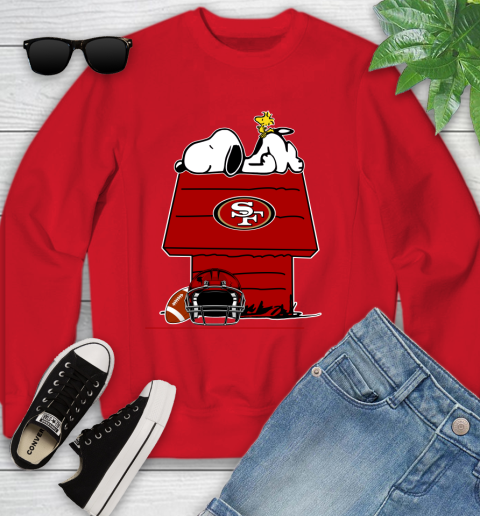 San Francisco 49ers NFL Football Snoopy Woodstock The Peanuts Movie Youth Sweatshirt 9