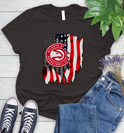 Atlanta Hawks NBA Basketball American Flag Women's T-Shirt 11