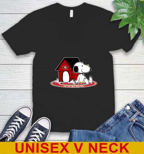NFL Football San Francisco 49ers Snoopy The Peanuts Movie Shirt V-Neck T-Shirt 2