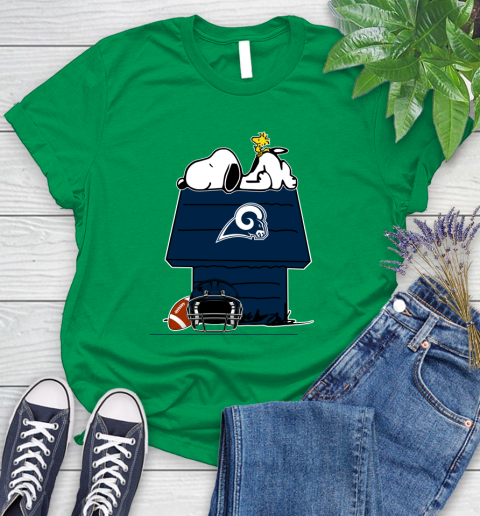 Los Angeles Rams NFL Football Snoopy Woodstock The Peanuts Movie Women's T-Shirt 6