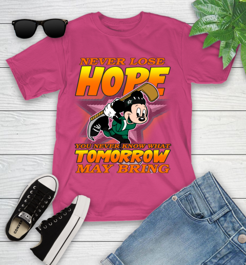Dallas Stars NHL Hockey ootball Mickey Disney Never Lose Hope Youth T-Shirt - Image 12
