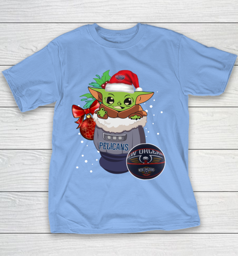 New Orleans Pelicans Christmas Baby Yoda Star Wars Funny Happy NBA Youth T-Shirt 10