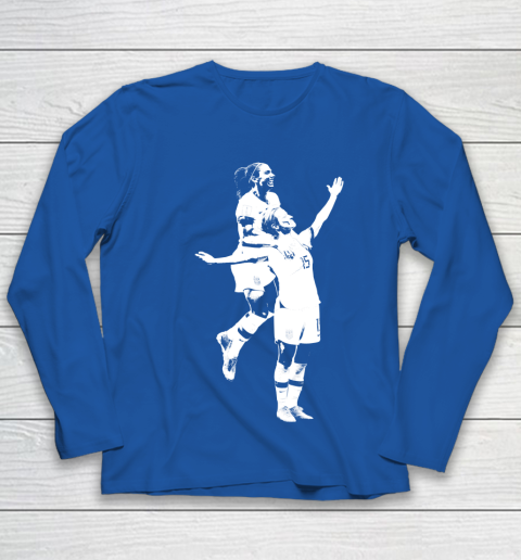 Megan Rapinoe and Alex Morgan Victory Pose  The White Stencil Youth Long Sleeve 7
