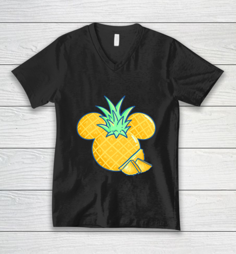 Disney Mickey Friends Mickey Pineapple Logo V-Neck T-Shirt