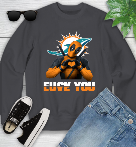 NHL Miami Dolphins Deadpool Love You Fuck You Football Sports Youth Sweatshirt 5