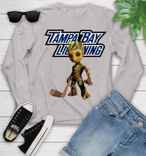 Tampa Bay Lightning NHL Hockey Groot Marvel Guardians Of The Galaxy Youth Long Sleeve 12