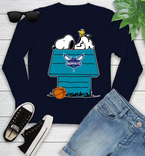 Charlotte Hornets NBA Basketball Snoopy Woodstock The Peanuts Movie Youth Long Sleeve 3