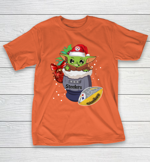 Pittsburgh Steelers Christmas Baby Yoda Star Wars Funny Happy NFL T-Shirt 6