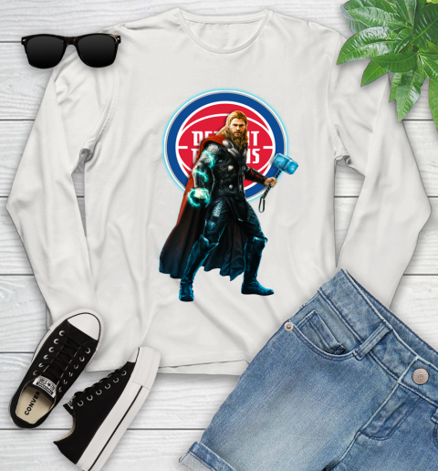 NBA Thor Avengers Endgame Basketball Detroit Pistons Youth Long Sleeve 12
