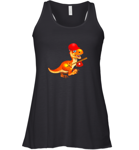 Baseball Player Dinosaur Shirt, Dino Tee For Toddler Boys Racerback Tank