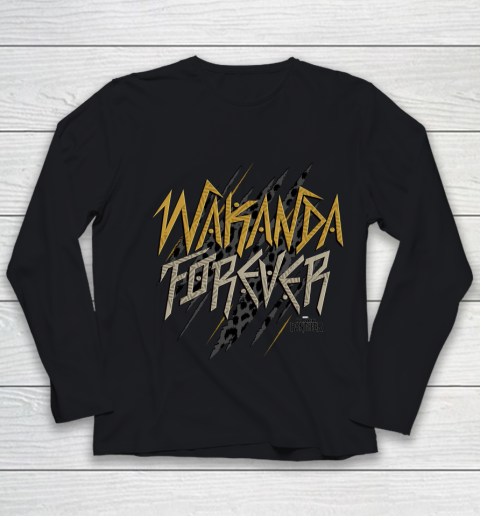 Marvel Black Panther Wakanda Forever Scratch Youth Long Sleeve