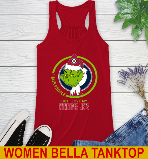 Winnipeg Jets NHL Christmas Grinch I Hate People But I Love My Favorite Hockey Team Racerback Tank 6