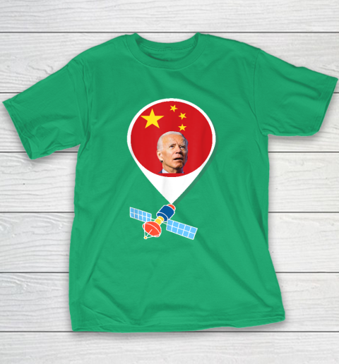 Chinese Spy Balloon Funny Surveillance Joe Biden China Flag Youth T-Shirt 4