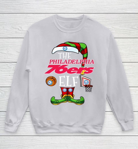 Philadelphia 76ers Christmas ELF Funny NBA Youth Sweatshirt 3
