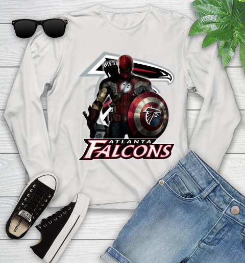 NFL Captain America Thor Spider Man Hawkeye Avengers Endgame Football Atlanta Falcons Youth Long Sleeve