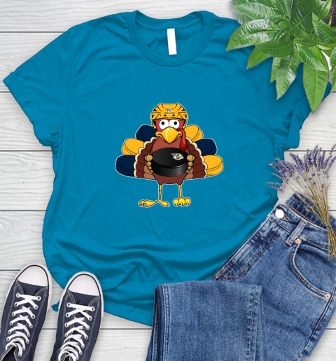 Nashville Predators Turkey Thanksgiving Day Women's T-Shirt 7