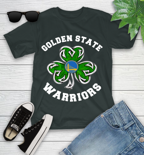 NBA Golden State Warriors Three Leaf Clover St Patrick's Day Basketball Sports Youth T-Shirt 6