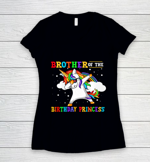 Brother of the Birthday Princess Unicorn Girl Women's V-Neck T-Shirt
