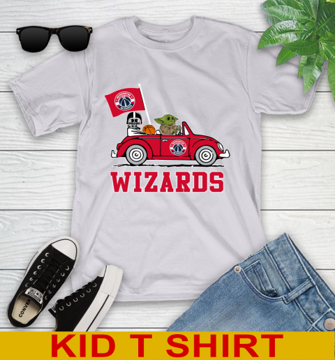NBA Basketball Washington Wizards Darth Vader Baby Yoda Driving Star Wars Shirt Youth T-Shirt 5