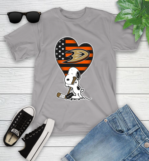 Anaheim Ducks NHL Hockey The Peanuts Movie Adorable Snoopy Youth T-Shirt 4
