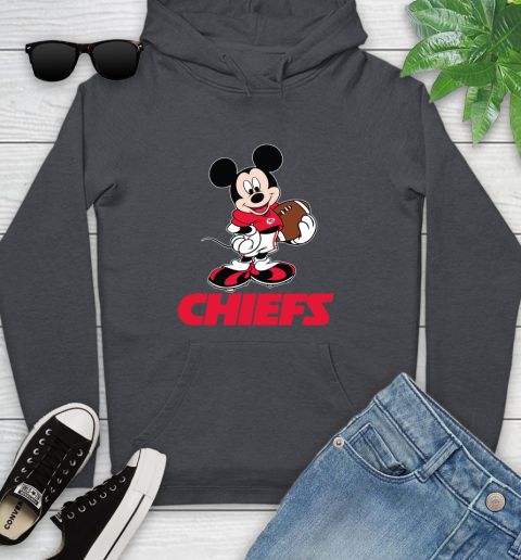 NFL Football Kansas City Chiefs Cheerful Mickey Mouse Shirt Youth Hoodie 8