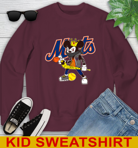 New York Mets MLB Baseball Mickey Peace Sign Sports Youth Sweatshirt 6 New York Mets MLB Baseball Mickey Peace Sign Sports Youth Sweatshirt - Image 6