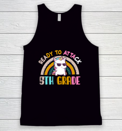 Back to school shirt Ready To Attack 5th grade Unicorn Tank Top