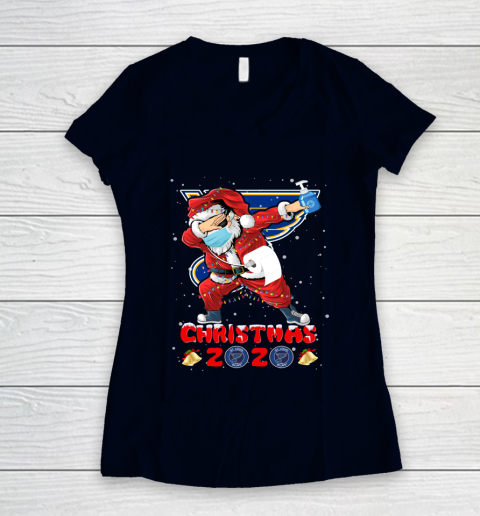 St.Louis Blues Funny Santa Claus Dabbing Christmas 2020 NHL Women's V-Neck T-Shirt 2
