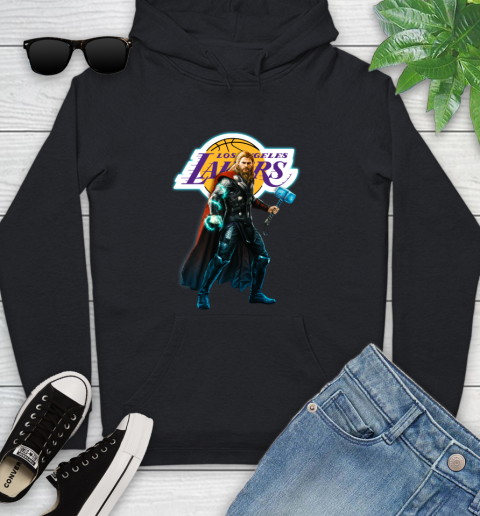 NBA Thor Avengers Endgame Basketball Los Angeles Lakers Youth Hoodie 2
