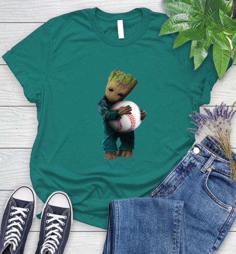 MLB Groot Guardians Of The Galaxy Baseball Sports Atlanta Braves Women's T-Shirt 12
