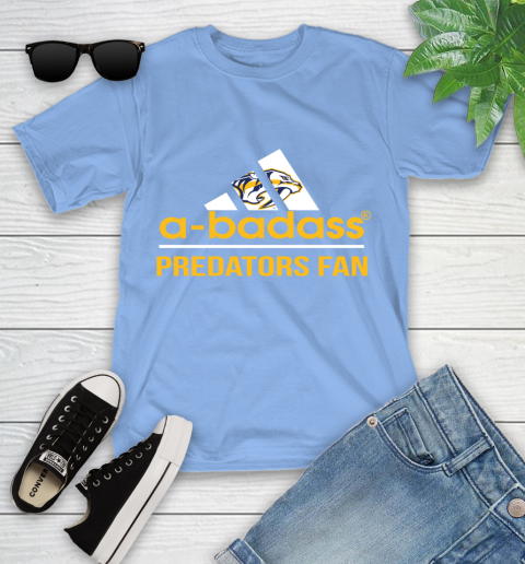 NHL A Badass Nashville Predators Fan Adidas Hockey Sports Youth T-Shirt 15