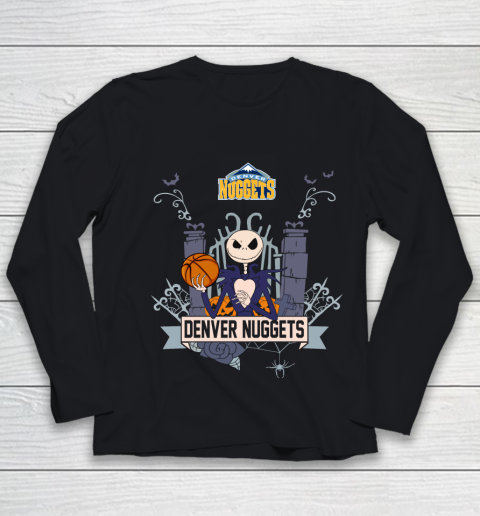 NBA Denver Nuggets Basketball Jack Skellington Halloween Youth Long Sleeve