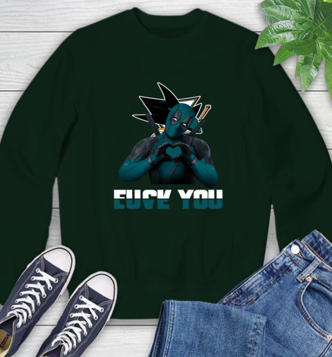 NHL San Jose Sharks Deadpool Love You Fuck You Hockey Sports Sweatshirt - Image 13