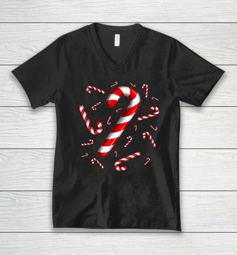 Candy Cane Merry and Bright Red and White Candy Costume V-Neck T-Shirt