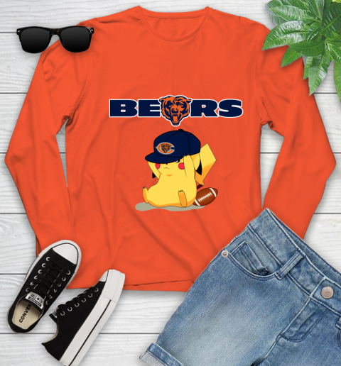 NFL Pikachu Football Sports Chicago Bears Youth Long Sleeve 4