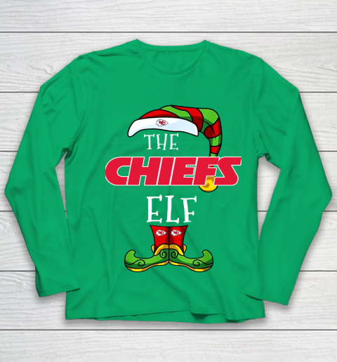 Kansas City Chiefs Christmas ELF Funny NFL Youth Long Sleeve 4